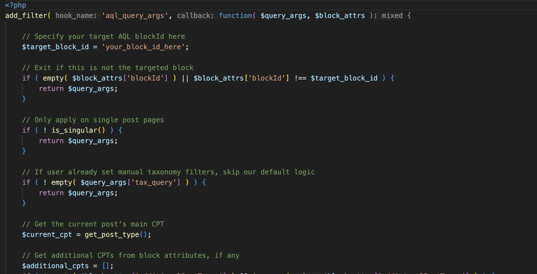 Advanced Query Loop use filter for Full and Smart control showing relevant Post with FSE